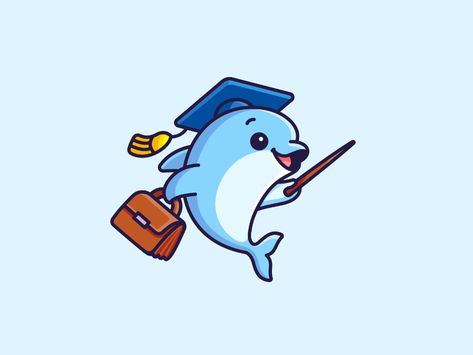 Dolphin Teacher by Alfrey Davilla | vaneltia on Dribbble Alfrey Davilla, Animal Design Illustration, Dolphin Logo, Dolphin Drawing, Smile Drawing, Ocean Illustration, Baby Dolphins, Cartoon Drawings Of People, Simple Illustrations