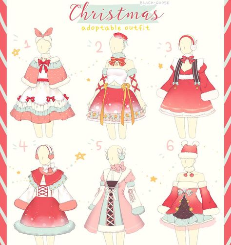 Dear Vocalist, Clothe Designs, Reference Clothing, Christmas Poses, Cute Christmas Outfits, Girls Christmas Outfits, Anime Christmas, Clothing Design Sketches, Drawing Anime Clothes