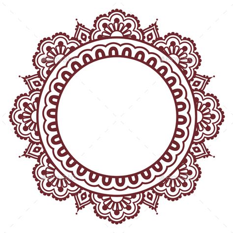 Indian Henna Floral Round Pattern - Mehndi Mendhi Circle Design, Design Circle Pattern, Henna Circle Designs, Traditional Logo Design Indian, Henna Business Name Ideas, Round Symbols, Henna Logo, Decorative Symbols, Henna Floral