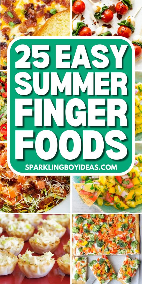 Summer finger foods are perfect for any gathering. Discover easy summer appetizers and fresh summer snacks for your next party. Ideal for picnics and BBQs, these no-cook summer party foods and quick summer bites will impress. From bruschetta recipes, summer dips recipes, and summer canapes, to mini summer sandwiches. Enjoy refreshing bite-sized summer treats simple summer hors d'oeuvres and summer fruit finger foods, these ideas are a must-try. Try these easy summer recipes for parties. Snacks For Outdoor Party Summer, Fun Summer Food For Kids, Food Ideas For Summer Party, Easy Pick Up Foods Parties, Party Food For Hot Weather, Snacks For A Hot Day, Food Summer Party, Snacks For Summer, Finger Food Summer