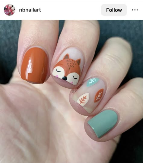 Fall Leaf Nails, Vanessa Nails, Leaf Nails, Fox Nails, Aqua Nails, Halloween Acrylic Nails, Spring Nail Designs, Plaid Nails, Gelish Nails