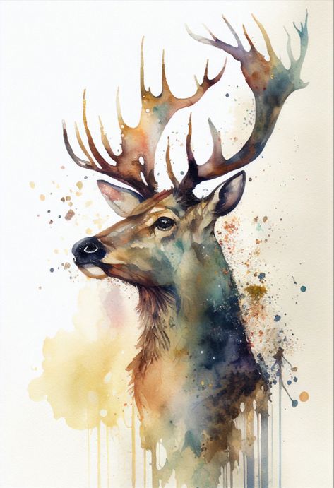 Andrew Simoson | WATERCOLOR | Reindeer Animal Paintings Acrylic, Painted Home Decor, Woodland Animal Art, Watercolour Portrait, Life Artwork, Learn Watercolor Painting, Animal Illustration Art, Wildlife Artwork, Learn Watercolor