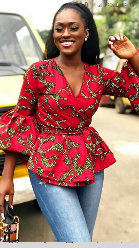 Vitenge Design Tops, African Print Peplum Top, Ankara Peplum Tops, African Blouses, African Tops, African Print Tops, Ankara Tops, Afrikaanse Mode, African Dresses Modern