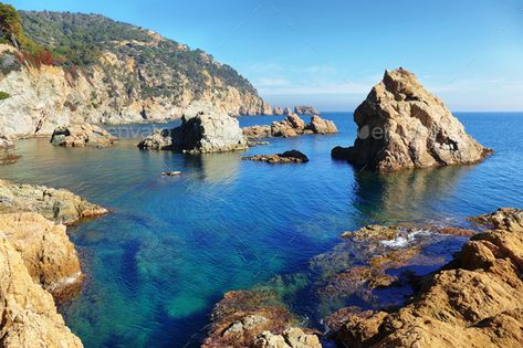 Mediterranean Village, Spanish Coast, Mediterranean Landscape, Succulent Landscaping, Catalonia Spain, Mediterranean Landscaping, Mediterranean Coast, Color Reference, Travel Stuff