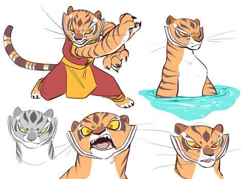 Kung Fu Panda Fanart, Panda Fanart, Tigress Kung Fu Panda, Cartoon Characters As Humans, Alien Character, Lion King Art, Tmnt Artwork, Panda Art, Spaceship Art