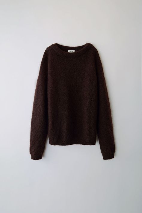 Acne - Oversized knitwear dark brown Dark Brown Sweater Outfit, Brown Crewneck Outfit, Dark Brown Sweater, Crewneck Outfit, Oversized Knitwear, Brown Crewneck, 2018 Style, Aesthetic Board, Sweater Oversize