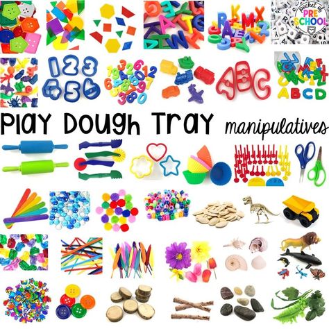 My favorite play dough tray manipulatives for little learners. Read about the benefits and how to use play dough trays in the preschool, pre-k, and kindergarten classroom. Play Dough Trays, Playdough Trays, Preschool Playdough, Playdough Tools, Pocket Of Preschool, Kindergarten Classrooms, Preschool Sensory, Purple Room, Self Help Skills