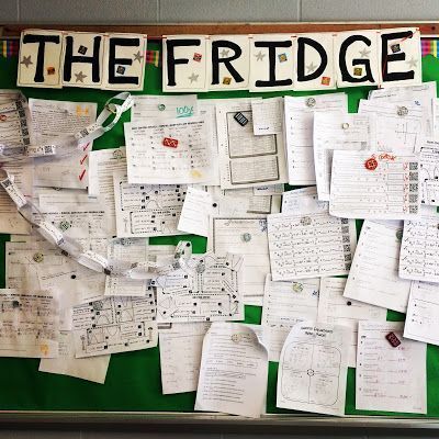 Displaying student work on "The Fridge". My students love seeing their hard work displayed and I love being able to point to it on days students aren't giving their best. "See, you CAN do it!" Classroom Fridge, 5th Grade Classroom, Ela Classroom, 4th Grade Classroom, High School Classroom, English Classroom, Middle School Classroom, Classroom Bulletin Boards, New Classroom