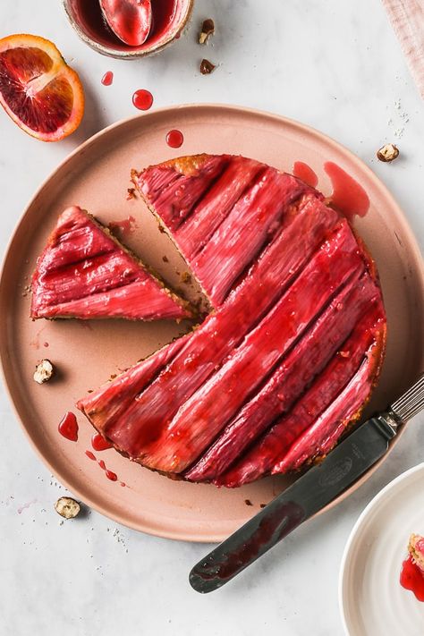 Rhubarb Upside Down Cake | Emma Duckworth Bakes Rhubarb Upside Down Cake, Orange Syrup, Rhubarb Cake, Fruit Dessert Recipes, Cream Cheese Muffins, Summer Baking, Sweet Tart, Refreshing Desserts, Upside Down Cake