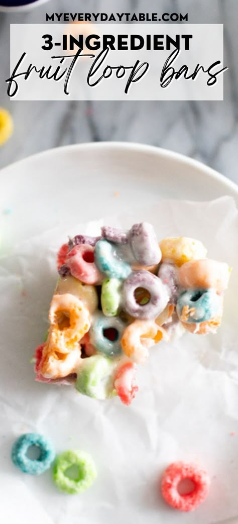 fruit loop treat bars Fruit Loop Treats, Cereal Bars Recipe, Treats To Make With Kids, Cereal Bars Recipes, Fruit Loops Cereal, Easy Treats To Make, Recipes For Kids To Make, Easy Recipes For Kids, Easy Snacks For Kids