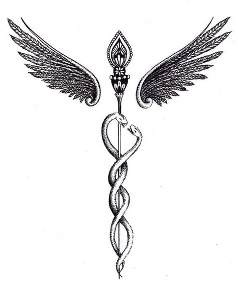 Cadeuces Tattoo, Healer Tattoo, Kundalini Tattoo, Medical Tattoo Nurse, Medical Tattoos, Hermes Tattoo, Caduceus Tattoo, Angela Ziegler, Nurse Tattoo