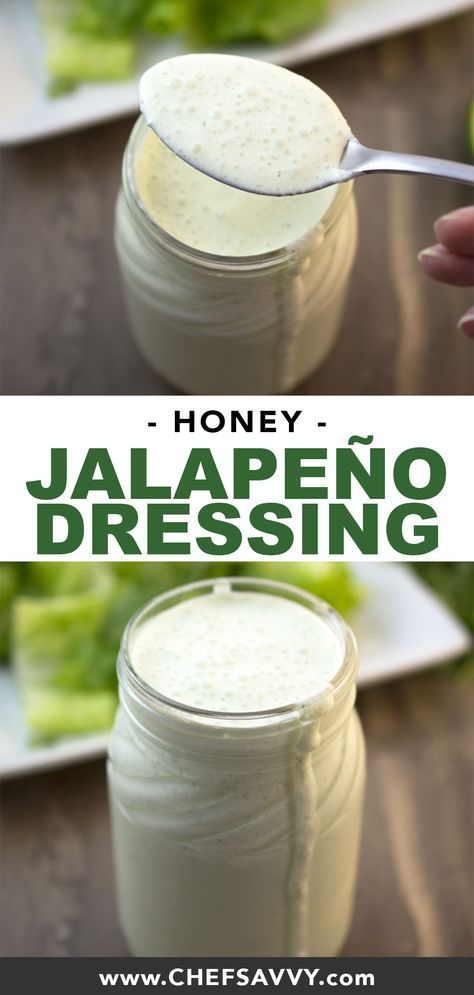 Honey Jalapeño Salad Dressing, Jalapeno Salad Dressing, Honey Jalapeno Sauce, Jalapeno Dressing Recipe, Jalapeño Ranch Dressing Recipe, Spicy Salad Dressing Recipes, Jalapeño Dressing, Jalapeno Salad, Diy Dressings