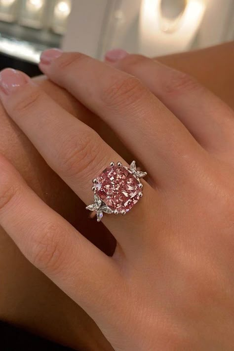 30 Insanely Good Colored Engagement Rings ❤ colored engagement rings pink diamond engagement rings cushion cut engagement rings zizovdiamonds #weddingforward #wedding #bride Halo Round Engagement Ring, Stylish Engagement Rings, Luxury Stuff, Pink Diamonds Engagement, Pink Diamond Engagement Ring, Pink Engagement Ring, Pink Diamond Ring, Diamond Wedding Jewelry, Engagement Rings Diamond