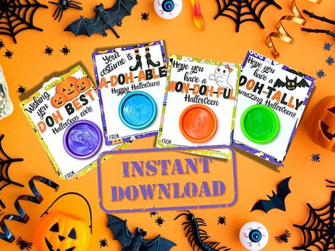 Halloween Playdoh, Carte Halloween, Candy Halloween, Printable Gift Cards, Halloween Favors, Classroom Gifts, Class Gift, Printable Halloween, Halloween School