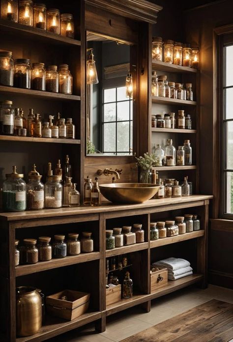 29 Breathtaking Bathroom Decor Ideas to Revamp Your Space 10 Apothecary Bathroom Decor, Color Schemes Minimalist, Coastal Black And White, Dark Academia Interior Design, Academia Interior Design, Bathroom Apothecary, Apothecary Bathroom, Academia Interior, Farmhouse Black And White