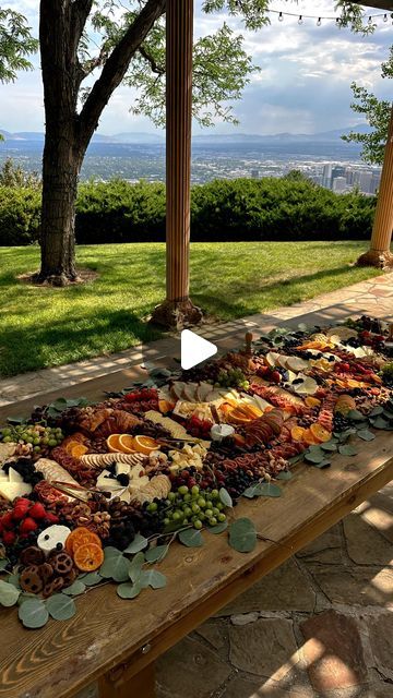 Charcuterie & Cheese Boards | Fruit & Grazing Platters | Utah on Instagram: "After a slow July I’m ready for all these August weddings! Are you kidding me with this view?? Stunning 🤩" How To Eat Charcuterie Board, Finger Food Platter Ideas, Cheese Platter Wedding, Wedding Charcuterie Board, Grazing Table Ideas, August Weddings, Pick Nick, Charcuterie Table, Charcuterie Board Wedding