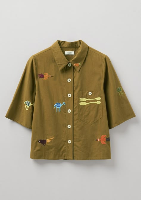 Embroider Shirt, Stile Hippie Chic, Toast Clothing, Art Professor, Simple Clothing, 자수 디자인, Cotton Shirts, Soft Grunge, Hippie Chic