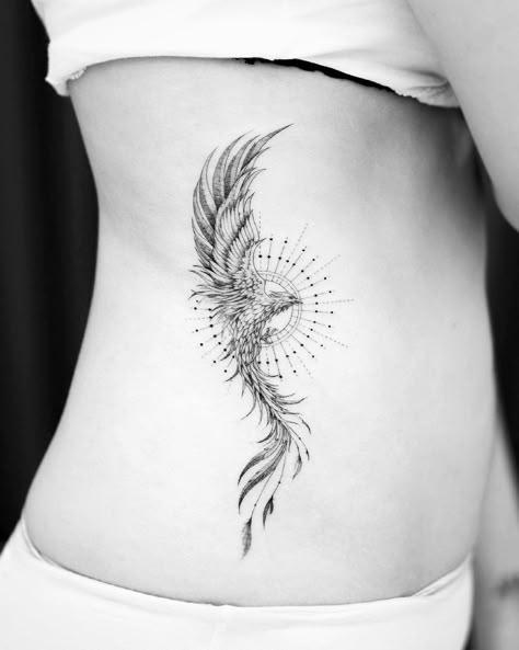 Bali Tattoo Fineline on Instagram: “A phoenix and the sun. Done few months ago. Enjoy and Have a wonderful evening ✨💫🙏🏼. . . . . . . . . . . #phoenixforce #phoenix…” Delicate Tattoo Ideas, Phoenix Tattoo Women, Feniks Tattoo, Phoenix Feather Tattoos, Tato Phoenix, Phoenix Back Tattoo, Rebirth Tattoo, Women Tattoo Ideas, Wörter Tattoos