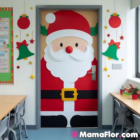 Santa Door, Christmas Decorations Door, Santa Claus Diy, Door Christmas Decor, Christmas Decorations Classroom, Christmas Decor Ideas For Classroom, Door Christmas Decorations, Christmas Doors, Christmas Door Ideas