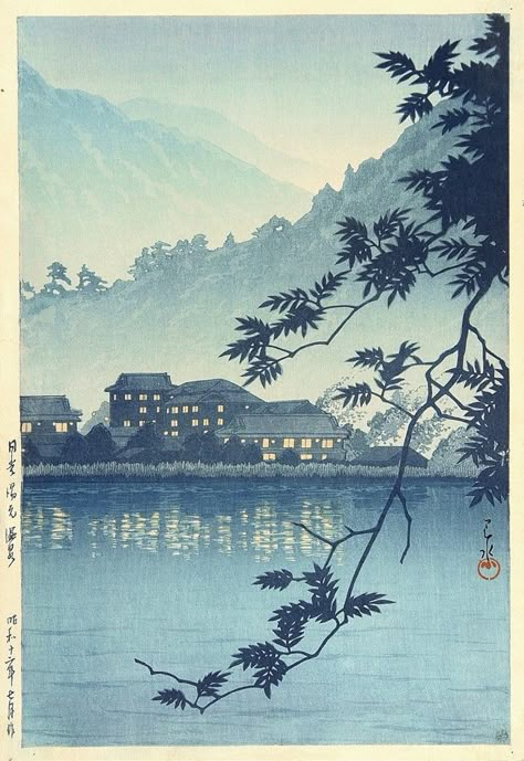 Kawase Hasui, Japanese Art Prints, Japanese Artwork, Japon Illustration, Blue Poster, Art Japonais, Japanese Woodblock Printing, Nikko, Japanese Aesthetic