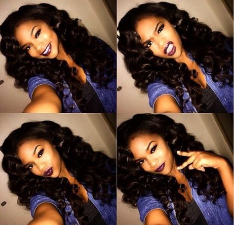 Wavy hair on We Heart It Hair Laid, Hair Crush, Hair Envy, How To Pose, Love Hair, Long Curly, Hair Bundles, Gorgeous Hair, Weave Hairstyles