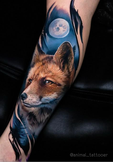 Fox Realism Tattoo, Fox Head Tattoo, Fox Tattoo Men, Fox Tattoo Meaning, Small Fox Tattoo, Red Fox Tattoos, Fox Tattoo Ideas, Watercolor Fox Tattoos, Fox Tattoos