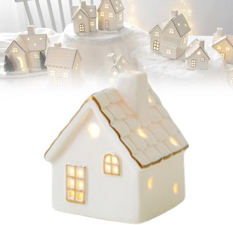 Amazon.com: Nutgui White Christmas Houses Light up, Ceramic Miniature Christmas Village Houses Accessories, LED Lighted Tabletop Paintable House Figurines Battery Operated, DIY Home Decor Gift(E) : Home & Kitchen White Christmas Houses, Diy Christmas Village Accessories, Ceramic Houses Christmas, Miniature Christmas Village, Christmas Village Sets, Christmas Village Accessories, Christmas House Lights, Diy Christmas Village, Christmas Houses