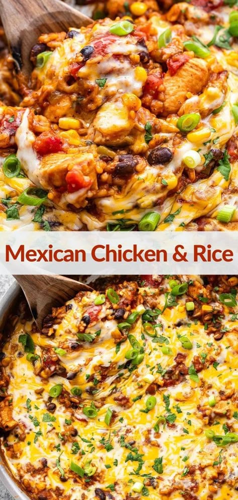 Mexican Chicken And Rice Casserole, Mexican Chicken And Rice, Chicken And Rice Casserole, Mexican Chicken Recipes, Hearty Comfort Food, Healthy Mexican, Mexican Dinner, Comfort Food Recipes Dinners, Mexican Chicken