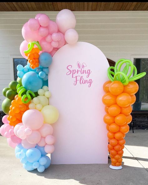 Have you booked your Easter and Spring balloons! We would love to help with your event needs. #pastelballoons #easterballoons… | Instagram Spring Color Balloon Garland, Easter Ballons Arch, Carrot Balloon Column, Bunny Theme Balloon Garland, Bunny Birthday Balloons, Peter Rabbit Birthday, Pastel Balloons, Spring Fling, Peter Rabbit