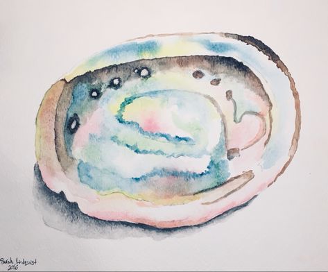 Abalone Tattoo, Abalone Shell Drawing, Oyster Shell Watercolor, Watercolour Oyster, Watercolour Shell Painting, Watercolour Shells Seashells, Abalone Shell Watercolor, Abalone Shell, Watercolor Tattoo