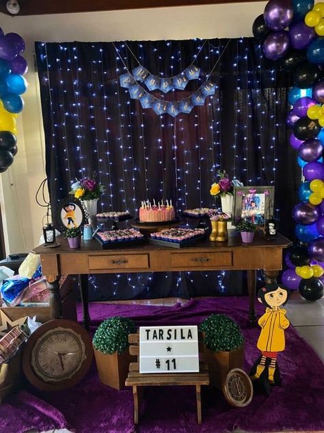 Coraline Theme Quince, Caroline Birthday Party Ideas, Coraline Themed Sweet 16, Coralline Birthday Theme, Coraline Bday Party Ideas, Coraline Sweet 16, Coraline Birthday Party Decoration, Coraline Decorations Party Ideas, Coraline Quinceanera Theme