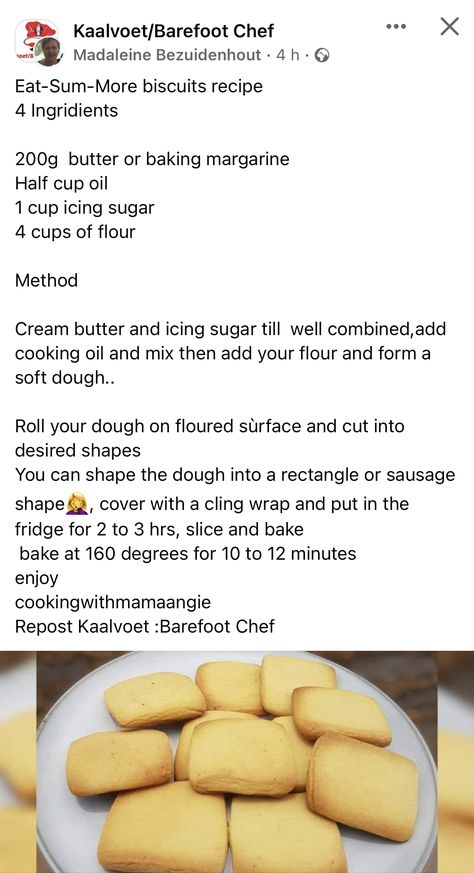 Biscuits With Margarine, Laminated Biscuit Recipe, Eet Sum More Biscuits Recipe, Eat Sum More Biscuit Recipe, Yea Biscuit Recipe, Margarine Recipes, Custard Biscuits Cookies, Lees Famous Recipe Biscuits, Koekies Resepte Klein