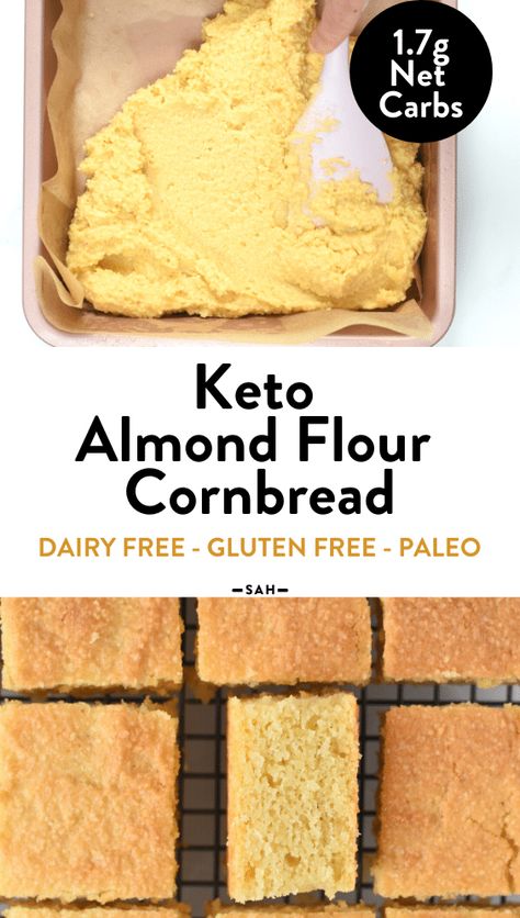 Almond Flour Cornbread, Health Sweets, Traditional Cornbread Recipe, Bread Texture, Keto Cornbread Recipe, Makers Diet, Make Almond Flour, Keto Board, Gluten Free Cornbread