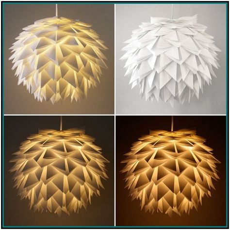 Origami Lights, Luminaria Diy, Koti Diy, Paper Lantern Lights, Origami Lamp, Diy Lampe, Diy Shades, Hanging Lamp Shade, Paper Lampshade