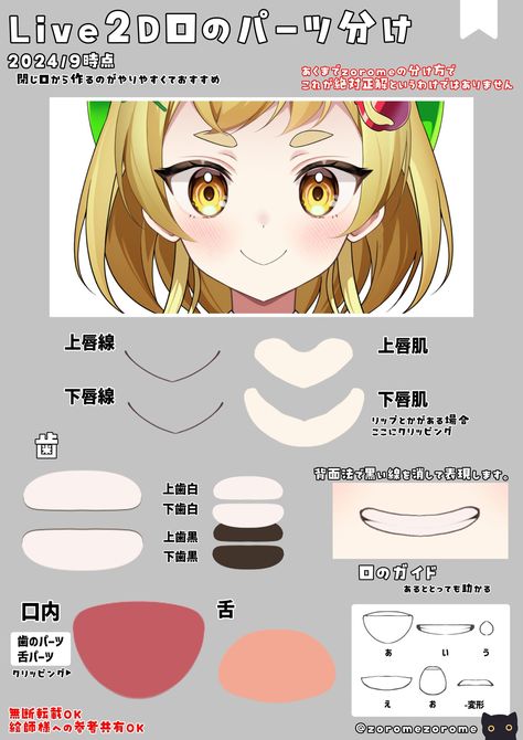 Live2d Mouth Chart, 2d Live Model, Vtuber Layers, Live2d Mouth, Vtuber Models Ideas, Vtuber Pose, Vtuber Template, Vtuber Reference Sheet, Pose Base Drawing