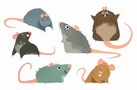 Cute Mice Drawings, Mouse Illustration Cute, Rat Character Design, Cute Mouse Illustration, Mice Illustration, Mouse Character Design, Rat Illustration, Maus Illustration, Cute Mice