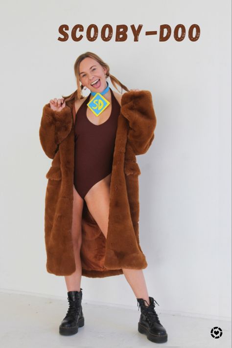 Scooby doo costumes women, Scooby doo Halloween costume with fur coat and homemade collar Scooby Costume Women, Teddy Bear Costume Women, Scooby Doo Costumes Women, Scooby Doo Costumes Group, Curvy Halloween Costumes, Scooby Doo Onesie, Scooby Doo Aesthetic, Scooby Halloween, Arthur Costume