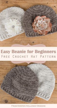 Easy Crochet Hat Pattern Free, Double Crochet Beanie, Crochet Beanie Hat Free Pattern, Crochet Hats Free Pattern Ladies, Men Knitting, Baby Hat Free Pattern, Beanie Pattern Free, Easy Crochet Hat Patterns, Crochet Beanie Pattern Free