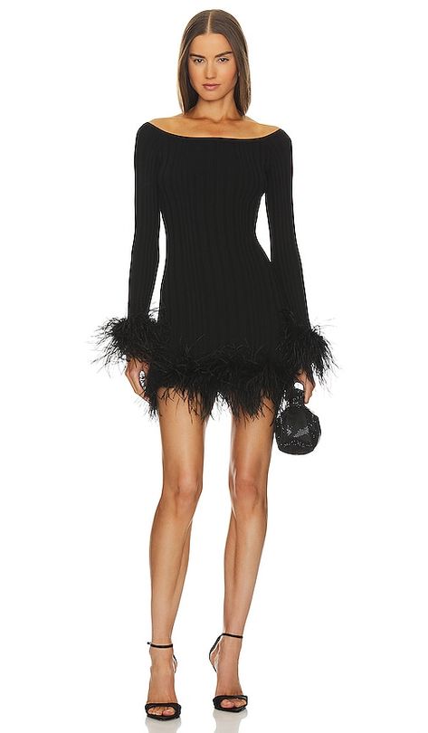 Rosette Feather Trim Mini Dress Casual Trendy Outfits, One Shoulder Cocktail Dress, Bodice Dress, Feather Trim, Pleated Mini Dress, Fashion Elegant, Mini Cocktail Dress, Revolve Clothing, Black Cocktail Dress