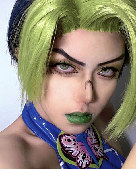 Jjba Makeup Tutorial, Jolyne Kujo Makeup, Jojo Cosplay Makeup, Jjba Makeup, Gyutaro Cosplay, Jolyne Kujo Cosplay, Jojo Makeup, Jolyne Cosplay, Jojo Cosplay