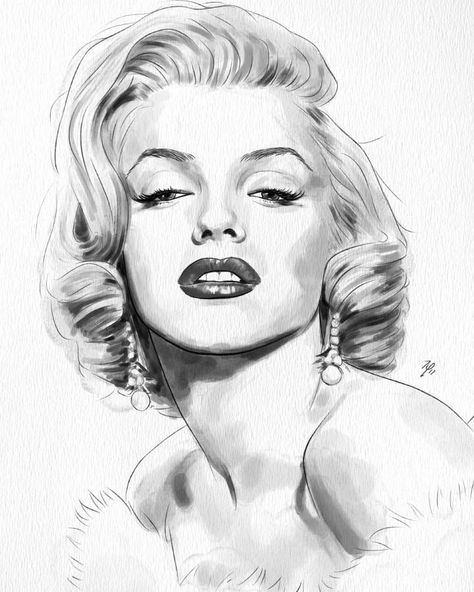 Marilyn Monroe Drawings, Sketches Of Famous People, Marilyn Monroe Drawing Easy, Drawing Of Marilyn Monroe, Marylin Monroe Drawing Easy, Marilyn Monroe Outline, Marilyn Monroe Portrait Drawing, Marlin Monroe Sketches, Merlin Monroe Sketches