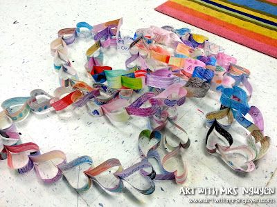 My Paper heART Chain! | Art with Mrs. Nguyen Paper Heart Chain, Valentine Art Projects, Chain Art, Valentine Art, Paper Chain, Classroom Management Ideas, Classroom Bulletin Board, Art Craft Ideas, Paper Chains