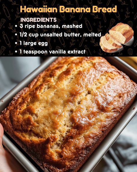 Hawaiian Banana Bread Recipe For Hawaiian Bread, Moms Banana Bread, Banana Bread Pineapple Recipe, Banana Bread Breakfast Cookies, Banana Bread With Banana Pudding, Hawaii Bread Recipes, Banana Bread Ideas, Banana Easy Recipes, Yeast Banana Bread