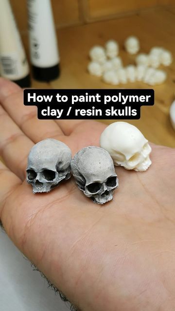 Polymer Clay Skull Tutorial, Polymer Clay Halloween Miniatures Diy, Gothic Aquarium, Clay Skull Tutorial, Polymer Clay Halloween Miniatures, Polymer Clay Halloween Ideas, What To Do With Clay, Diy Polymer Clay Ideas, Clay Diorama