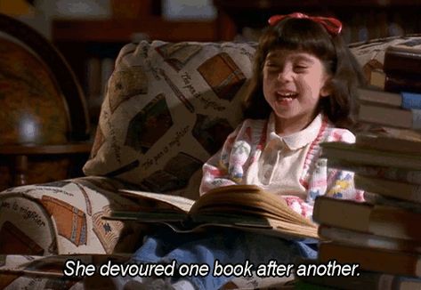 GIF Matilda "She devoured one book after another" Matilda Quotes, Matilda Movie, Ya Novels, Danny Devito, Short Books, Free Kindle Books, Her. Book, Love Reading, Book Nerd