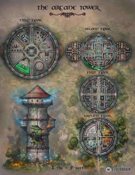 Wizard Tower Battle Map Dnd, Dnd Maps Dungeon, Dnd Wizard Tower, Dnd Castle Map, Dnd City Map, Wizards Tower, Fantasy Tower, Wizard Tower, Dungeon Map