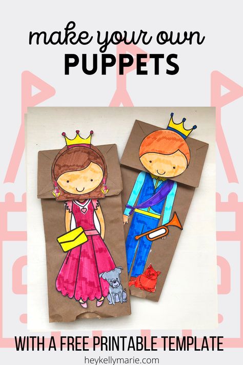 Paper Bag Princess Craft, Easy Puppets, Puppets For Kids To Make, Theatre Crafts, Princess Activities, Paper Bag Princess, Princess And Prince, Fairy Tale Crafts, Puppet Craft