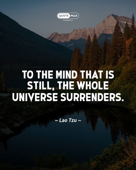 “To the mind that is still, the whole universe surrenders.” ~ Lao Tzu ~ Embrace the stillness of your mind, and the entire universe will unfold before you. Find peace, let go of worries, and allow the serenity of being to guide you. ##mindfulness ##meditation ##spirituality Meditation Spirituality, Whole Universe, Lao Tzu, Motivational Thoughts, Find Peace, Mindfulness Meditation, Finding Peace, Let Go, The Mind