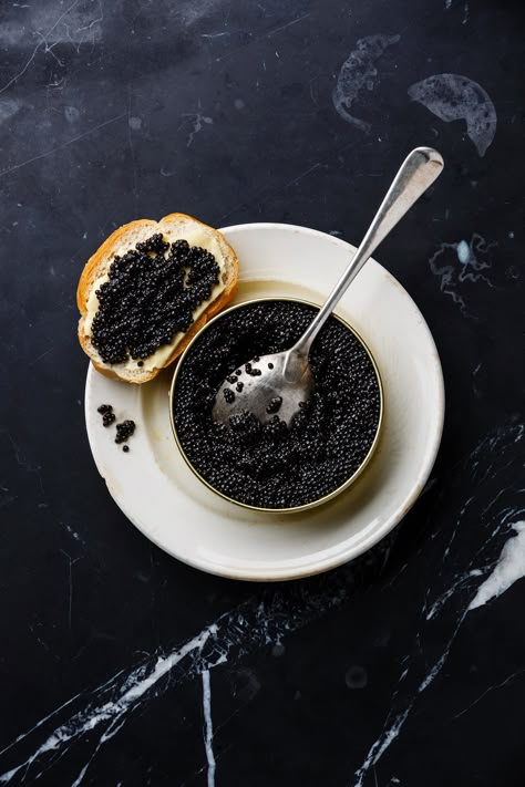 Further your education of this delightfully unique delicacy, caviar. - TerraneaLife Caviar Photography, How To Serve Caviar, Russian Caviar, Beluga Caviar, Salmon Caviar, Caviar Recipes, New Years Eve Wedding, Serving Ideas, Molecular Gastronomy