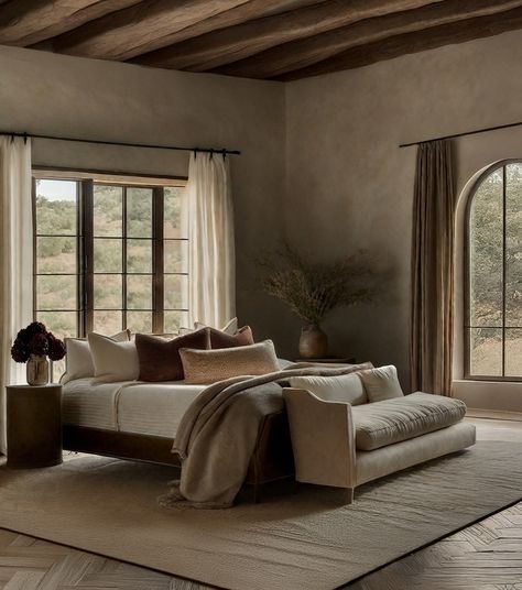 Rustic wooden beams meet the serene elegance of Japandi, while Mediterranean influences and organic shapes breathe life into the room. Wabi-Sabi reminds us to embrace the beauty of imperfection, and the earthy tones invite total calm. 🌾✨ Which style speaks to you the most? #wabisabiinteriors #Japandi #OrganicModern #NewMediterranean #RusticFarmhouse #InteriorDesign #NaturalAesthetics #MinimalismMeetsRustic #DesignInspiration #warmandinviting Modern Wabi Sabi Interiors, Wabi Sabi Home, Modern Wabi Sabi, Cherry Wood Floors, Earthy Home Decor, Earthy Home, Wooden Beams, House Remodel, Renovation Ideas